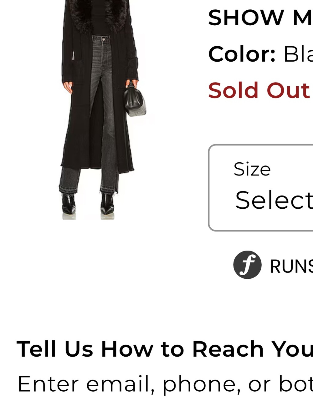 Show Me Your MuMu Black Long Knit Cardigan with Faux Fur Collar